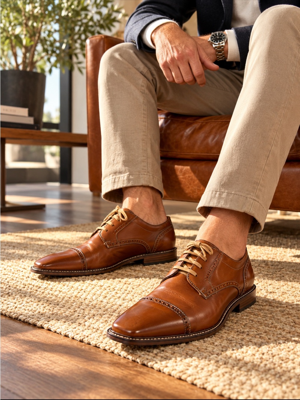 👞 Gordon Rush Made in Italy - Cognac Leather Dress Shoes | Men’s Size 7 🇮🇹